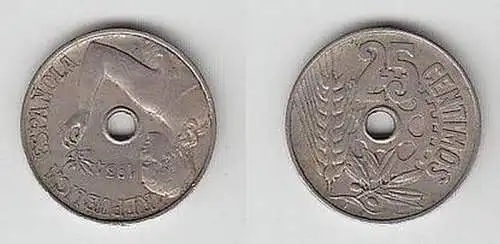 25 Centimos Nickel Münze Spanien 1934