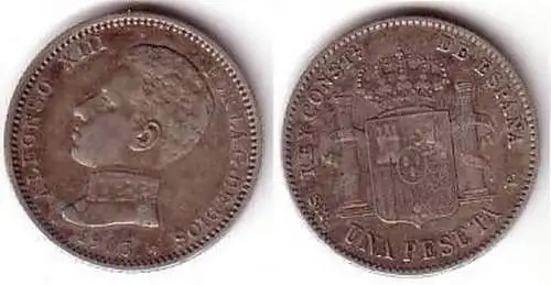 1 Pesetas Silber Münze Spanien 1903