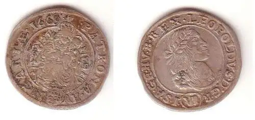 6 Kreuzer Silber Münze Ungarn 1669 KB