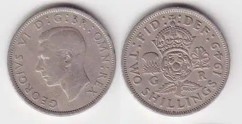 2 Schilling Kupfer-Nickel Münze Großbritannien 1949