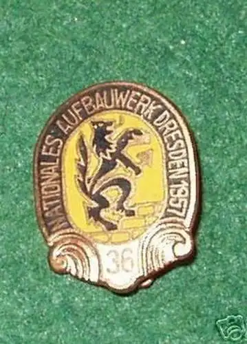 DDR Abzeichen Aufbaunadel Bezirk Dresden in Bronze