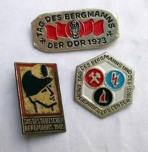 3 x DDR Abzeichen Tag des Bergmanns 1965, 1973, 1975