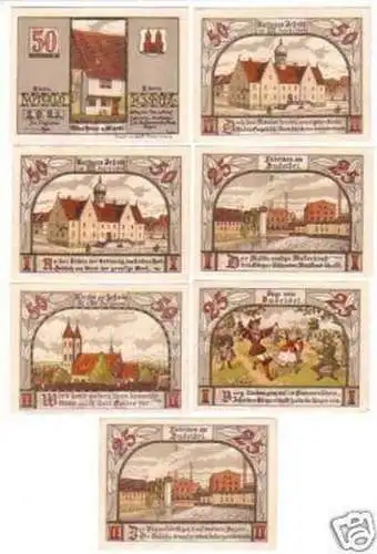 7 Banknoten Notgeld der Stadt Jessnitz 1921