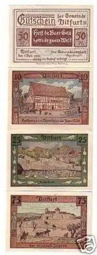 4 Banknoten Notgeld Gemeinde Ditfurt 1921