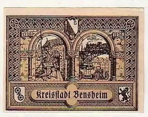 50 Pfennig Banknote Notgeld Stadt Bensheim 1920