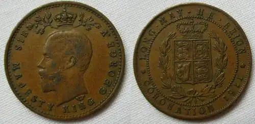 kleine Bronze Medaille Zur Krönung seiner Majestät König Georg V. 1911 (142426)