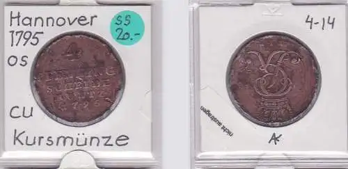 4 Pfennig Kupfer Münze Braunschweig Calenberg Hannover 1795 (121186)