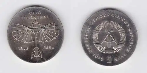 DDR Gedenk Münze 5 Mark Otto Lilienthal 1973 Stempelglanz (136519)