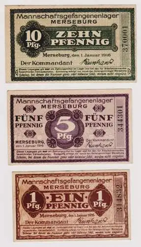 3 Banknoten Mannschaftsgefangenlager Merseburg 01.01.1916 (120441)