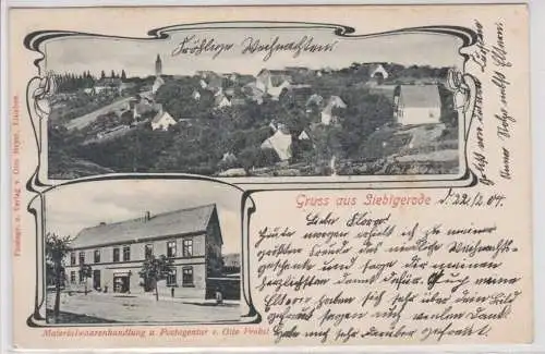 53813 Lithographie Ak Gruss aus Siebigerode - Materialwarenhandlung, Postagentur