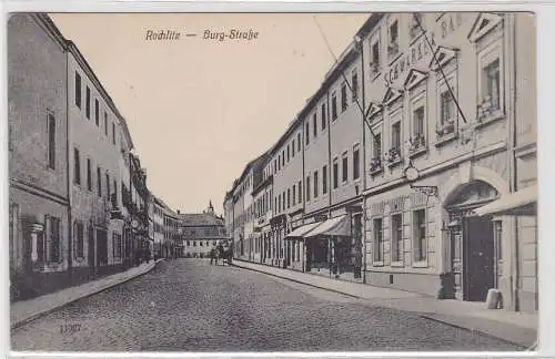 92984 AK Rochlitz - Burg-Straße, Straßenansicht mit Gasthof "Schwarzer Bär" 1919