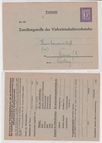 96913 DR Ganzsachen Postkarte PP158/B7/01 Zuteilungsstelle d. Viehwirtschaftsver