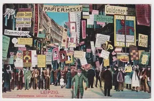 66704 Ak Leipzig - Petersstraße während der officiellen Papiermesse 1913