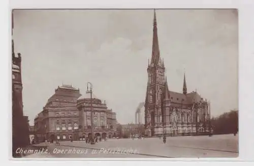 906146 Foto AK Chemnitz - Opernhaus und Petrikirche