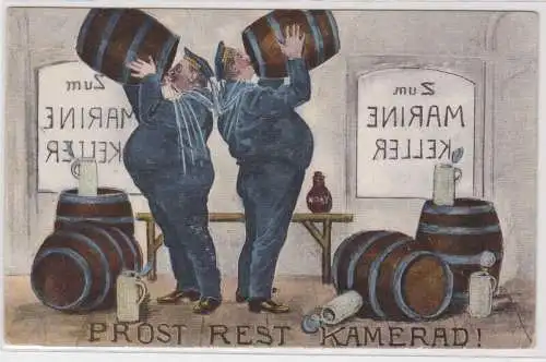 903112 Militär Humor Ak "Prost Rest Kamerad!" 1917