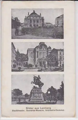 86558 AK Bilder aus Lemberg (Lwiw) - Stadttheater, Gewerbe-Museum 1918