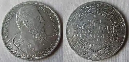 Reklame Marke 5 Mark Hezingerwerk Crimmitschau Friedrich III. um 1920 (162575)