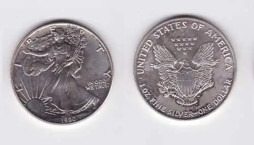 1 Dollar Silber Münze Silver Eagle USA 1990 1 Unze Feinsilber  (119543)