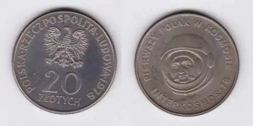 20 Zloty Kupfer Nickel Münze Polen Interkosmos 1978 (123911)