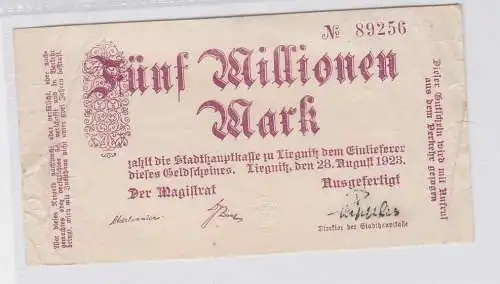 5 Millionen Mark Banknote Stadt Liegnitz Legnica 28.08.1923 (118804)