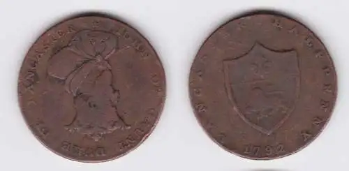 Penny Token Kupfer Münze Großbritannien Lancashire 1792 f.ss (143103)