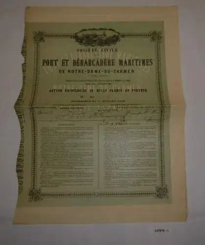 1000 Franc Aktie Port et Débarcadère Maritimes de Notre-Dame-du-Carmen (127815)