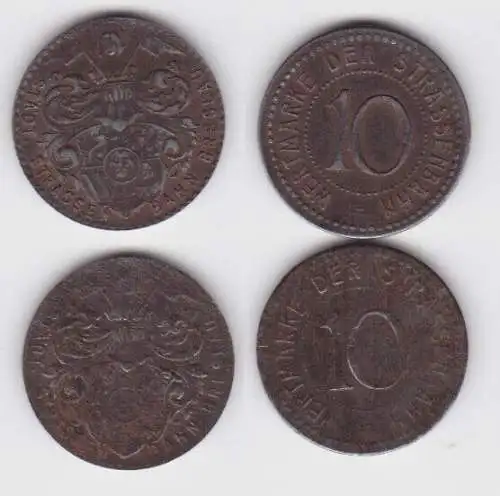 2 x 10 Pfennig Eisen Wertmarke der städt. Straßenbahn Breslau (141172)