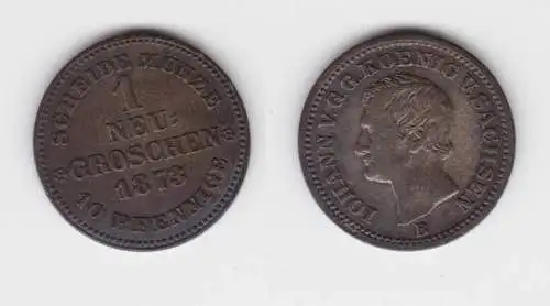 1 Neu Groschen Silber Münze Sachsen 1873 B ss+ (151145)