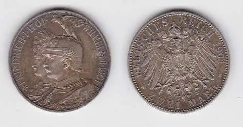 2 Mark Silbermünze Preussen 200 Jahre Königreich 1901 Jäger 105 vz (150759)