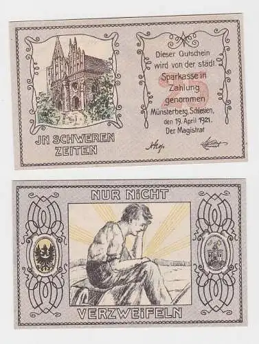 25 Pfennig Banknote Notgeld Stadt Münsterberg Ziebice 19.4.1921 (150606)