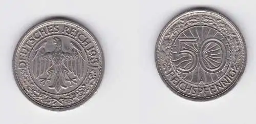 50 Pfennig Nickel Münze 1931 A Jäger 324 ss+ (150786)