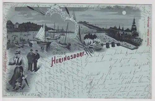 46954 Mondscheinkarte Gruß aus Heringsdorf 1901