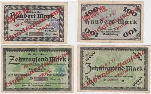 2 x Banknoten Inflation Kreisausschuß Quedlinburg 100000 Mark 1923 (156737)