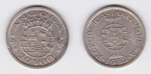 20 Escudos Silber Münze Portugiesisch Angola 1952 (151963)