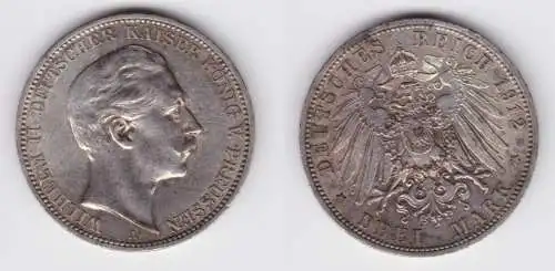 3 Mark Silbermünze Preussen Kaiser Wilhelm II 1912 A Jäger 103 f.vz (120427)