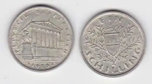 1 Schilling Silber Münze Österreich Parlamentsgebäude 1926 (140928)