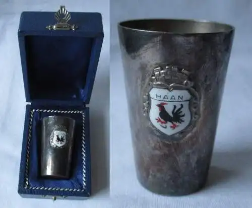 Silber Becher 800er Silber Souvenir Gartenstadt Haan im Etui (119118)