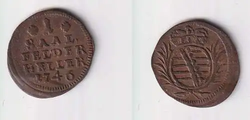 1 Heller Kupfer Münze Sachsen Coburg Saalfeld 1746 ss+ (123593)