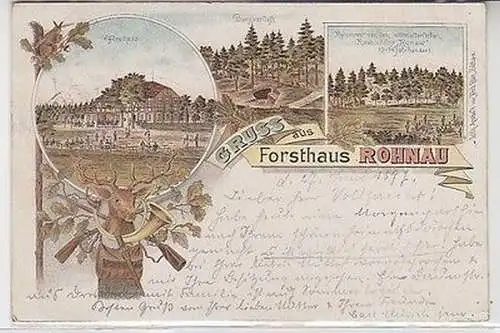 63056 Ak Lithographie Gruß aus Forsthaus Rohnau Trzciniec (Bogatynia) 1897