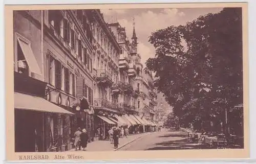 90469 AK Karlsbad (Karlovy Vary) - Alte Wiese, Straßenansicht mit Geschäften