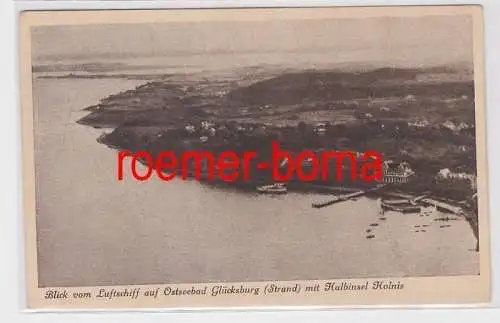 72102 Ak Blick vom Luftschiff auf Ostseebad Glücksburg (Strand) Halbinsel Kolnis