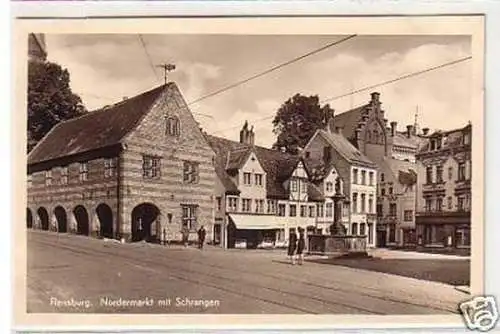 18427 Ak Flensburg Nordermarkt mit Schrangen um 1940