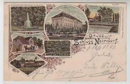 19634 Ak Lithographie Gruß aus Schloss Neindorf Gasthaus 1901