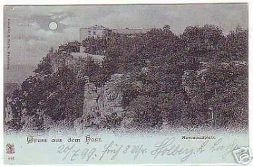 08714 Mondscheinkarte Gruß aus dem Harz 1899