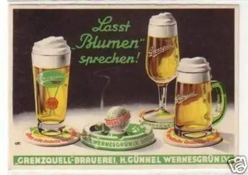 29825 Reklame Ak Grenzquell Brauerei Wernesgrün um 1940