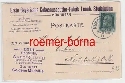 26814 Reklame Ak Nürnberg erste bayerische Kokosnussbutter Fabrik 1911