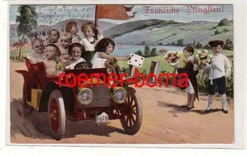 81208 Pfingst Ak Kleinkinder fahren mit Automobil 1914