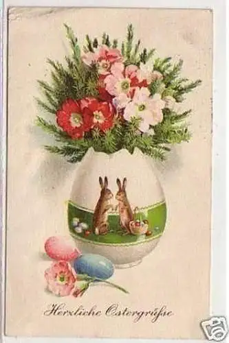 04048 Ak Herzliche Ostergrüße Eier und Hasen 1921