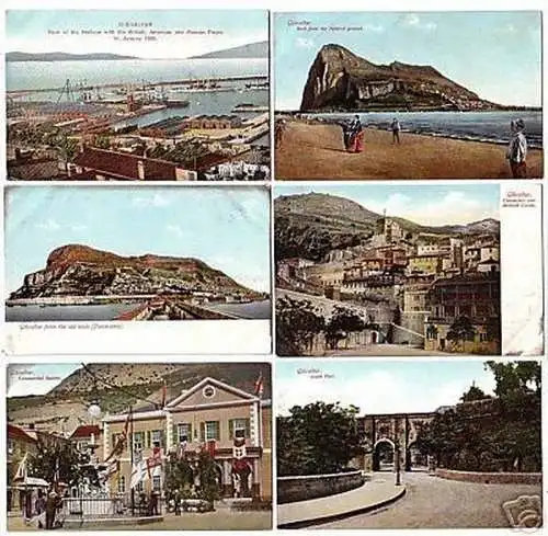 16137/6 Ak Gibraltar Hafen und Stadtansichten um 1910