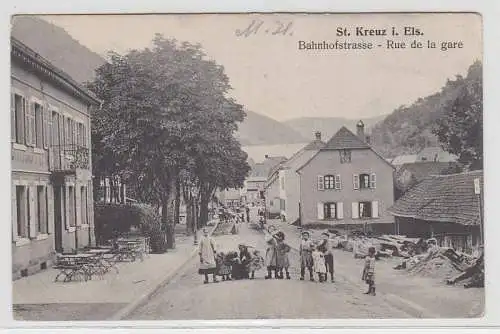 70853 Feldpost Ak St. Kreuz im Elsass Bahnhofstrasse 1914